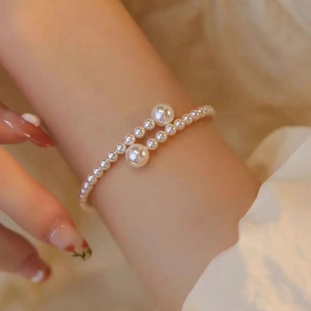 French Style Vintage Pearl Bracelet Women's Light Luxury Socialite Elegant High-Grade Niche Design Simple All-Match Fashion Bracelet e  newton  bracelets