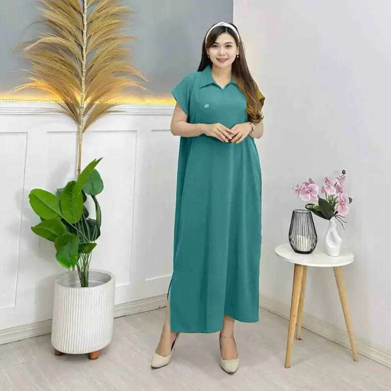 Daster aletha Model kekinian kerah kemeja bahan cinkle airflow LD120 cm PB120 cm 6