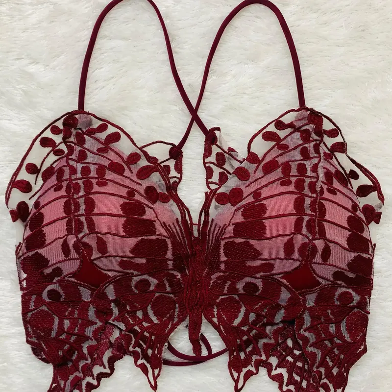 Bra Brukat Wanita Fashion Tanpa Kawat Motif Kupu-Kupu Bra Import Premium 1139 6