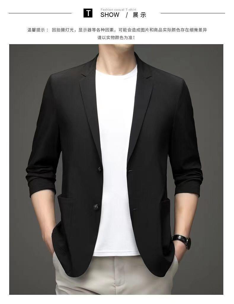 Product Introduction of Men's Ice Silk Lightweight Leisure Suit Ultra-Thin Breathable Sunscreen Top Non-Ironing Single Western Suit Jacket 10