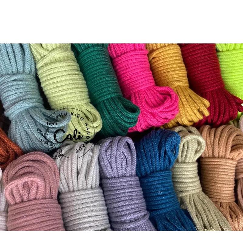 Bó 10 mét dây dệt tim có lõi cotton màu làm handmade/thắt túi/macrame
