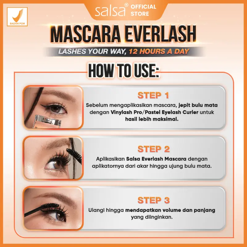 SALSA Everlash Mascara 12H Long-lasting Mascara – Pelentik Bulu Mata | Penebal Bulu Mata | Mascara Waterproof Tahan Lama | Melentikkan dan Memanjangkan Bulu Mata. Maskara Eyelash 5