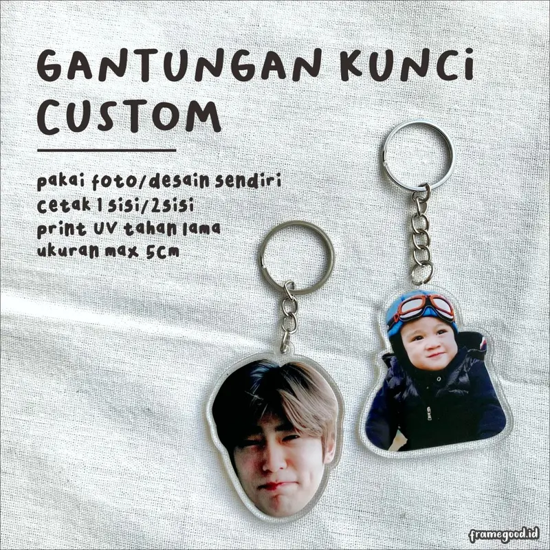 GANTUNGAN KUNCI CUSTOM FOTO / gantungan akrilik custom photo / ganci kustom cetak wajah gambar karakter /  kado ulang tahun birthday anniversary kpop bias graduation wedding 0