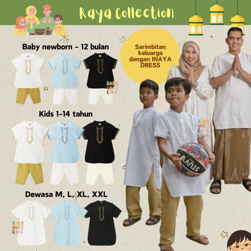 Bohopanna Kurta Set Setelan Baju Raya Lebaran Anak Bayi Ayah Pria Dewasa 0
