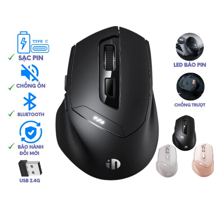 Chuột không dây inphic DR01 sạc pin chống ồn hiển thị mức pin,Chuột Bluetooth 3 chế độ dùng cho win,macb,tablet,phone