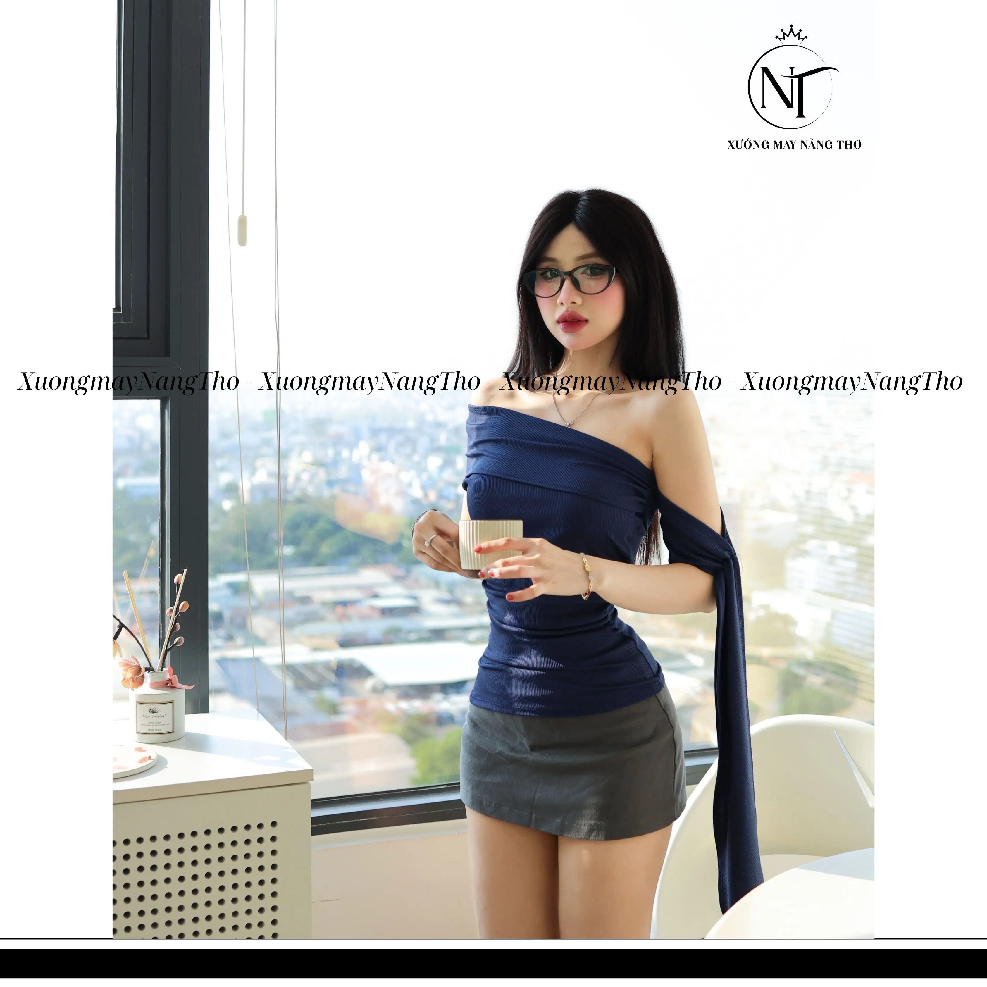 A338 Áo Lệch Vai 1 Bên Nữ Trendy Chất Áo Thun GÂN Co Giãn | BigBuy360 - bigbuy360.vn