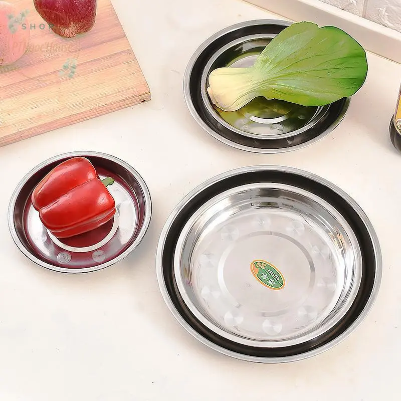 [HÀNG CÓ SẴN] Đĩa Inox Tròn Đựng Thức Ăn Hoa Quả Bằng Thép Không Ghỉ Cao Cấp Size 18Cm, 20Cm, 22Cm, 24Cm