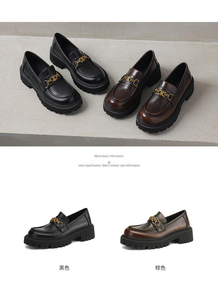 Product Introduction of Leather loafers inside and out all leather single shoes British style small leather shoes fashion single shoes Boy Footwear Office Closed Work Bedroom Comfort Breathable Tactical 14