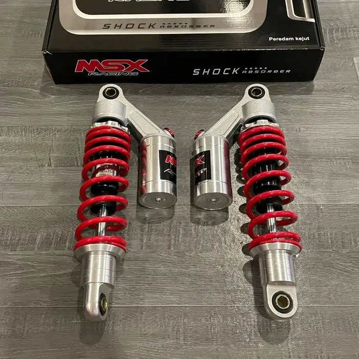 SHOCKBREAKER BELAKANG TABUNG ATAS MSX 09 UK 280MM 320MM 340MM JUPITER Z FIZR VEGA ZR REVO SUPRA RX KING DLL - RED SILVER MSX 09, UK280MM