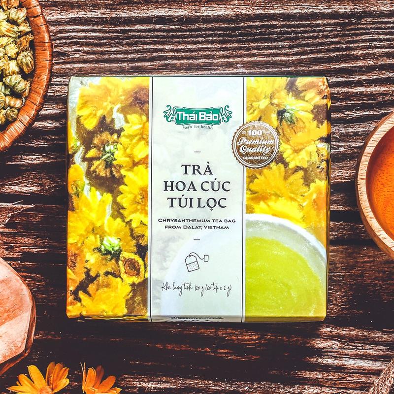 Trà hoa cúc túi lọc Langfarm x Thái Bảo - Thảo mộc cho sức khoẻ thơm dịu vị thiên nhiên sản xuất tại Đà Lạt - Mẫu pastel art 60 tép