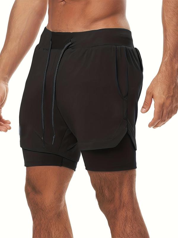 Men's Solid Color / Colorblock 2 in 1 Drawstring Waist Shorts, Regular Fit Casual Comfy Breathable Shorts for Summer, Men's Bottoms for Daily Wear 5