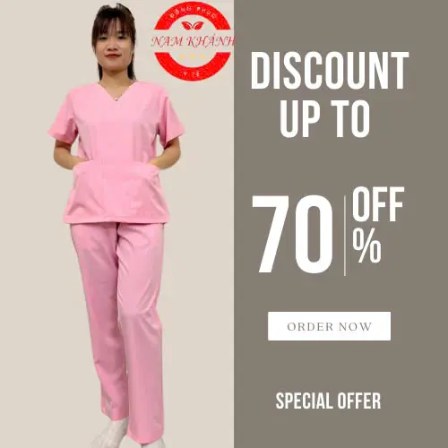 Bộ scrubs bác sĩ cổ tim - bộ blue đồng phục kỹ thuật viên, điều dưỡng, hộ lý, spa Chất Vải Lon Có Co Giãn 6