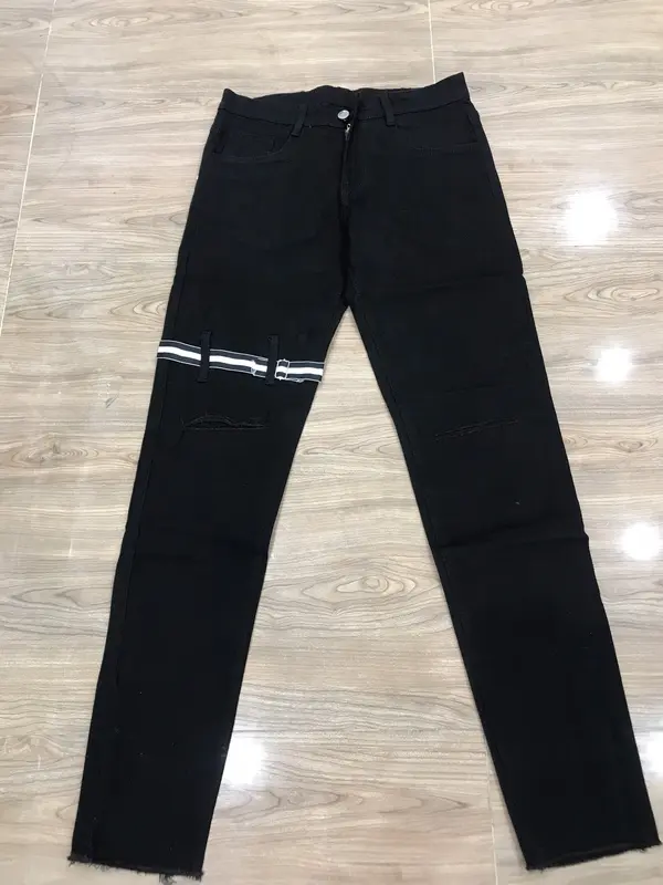 Quần jeans nam rách gối cá tính phối dây gối lạ mới, quần bò nam 40955 size 28-32 3