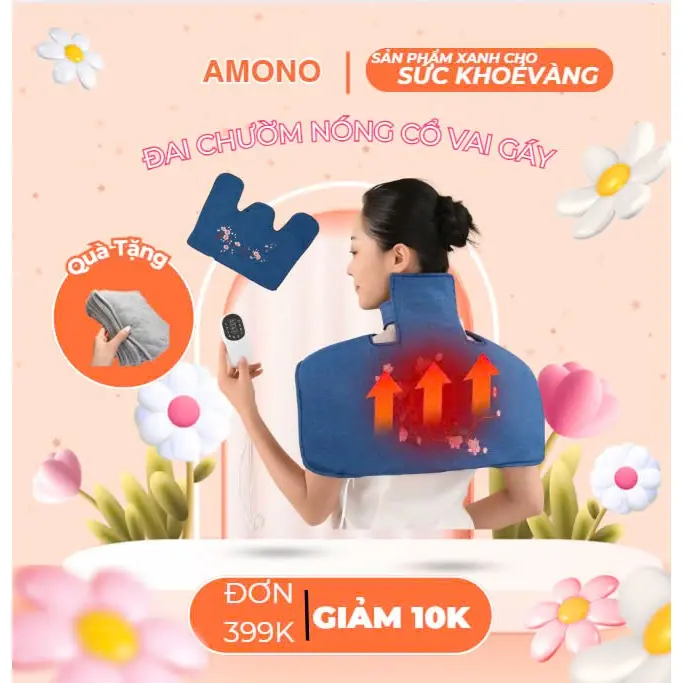 Tặng Vận Chuyển-Đai Chườm Nóng Cổ Vai Gáy Bằng Điện Lõi Ngãi Cứu- Thảo Dược, Giải Pháp Cho Cơn Ác Mộng Đau Mỏi