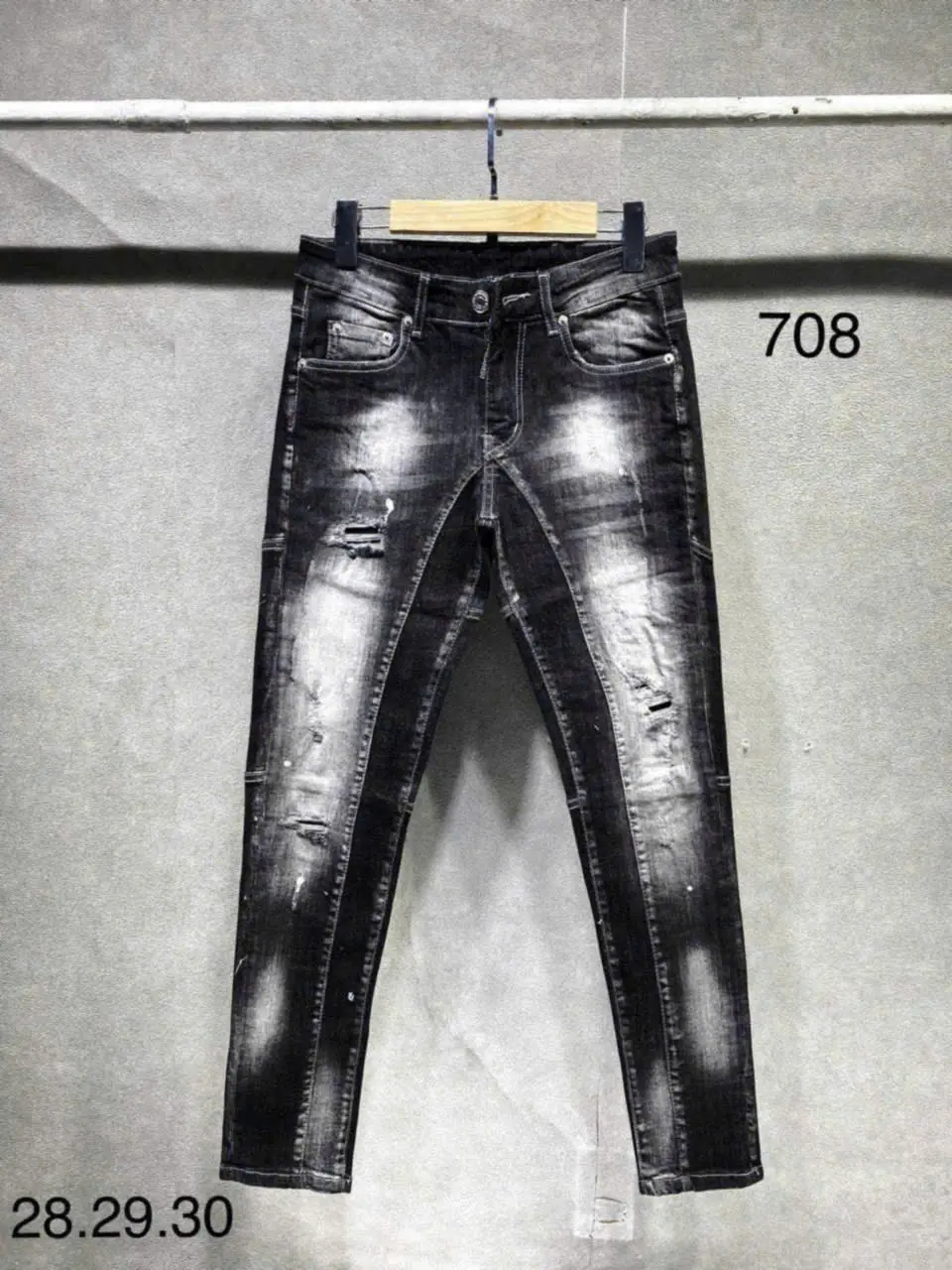 Quần jean nam cao cấp rách phối vảy sơn cực đẹp vải bò denim dày dặn, co dãn, phong cách, năng động giá rẻ