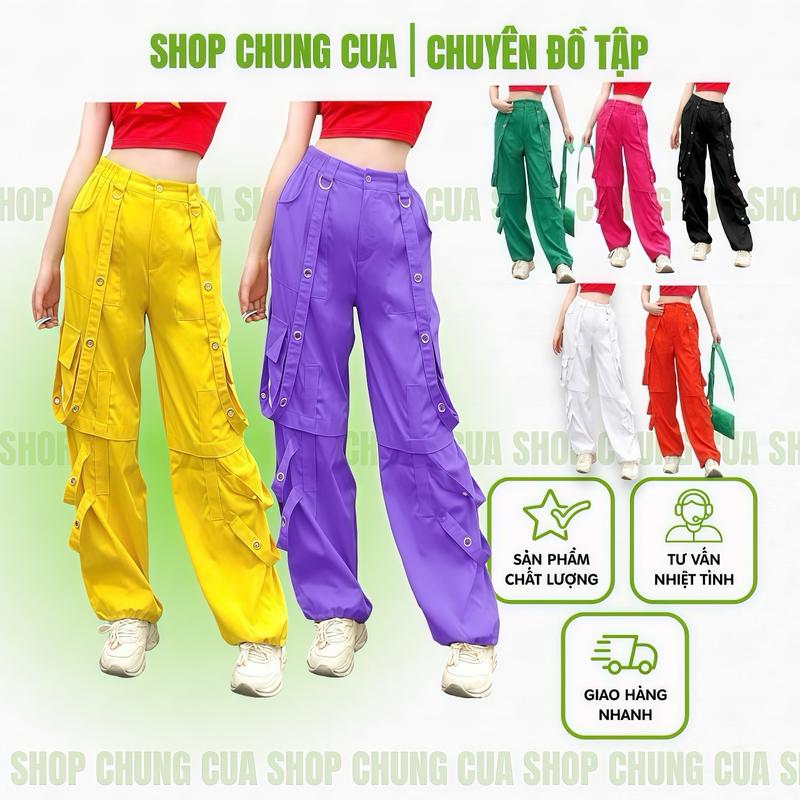 Quần tập nhảy dáng hiphop thụng rộng, chất kaki mềm dành cho nữ, nhiều màu, shuffle dance, dân vũ, aerobic Sport, Tập Thể Dục