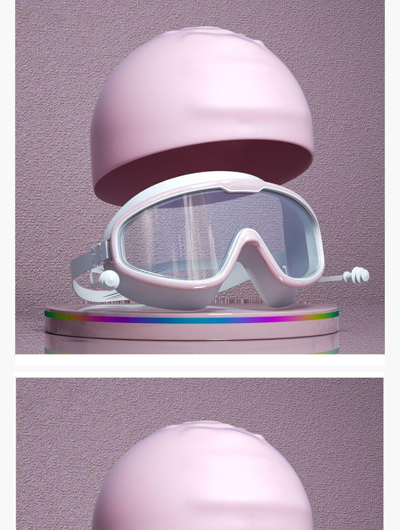 Product Introduction of Fishing Glasses Swimming Goggles Waterproof Anti-Fog HD Professional Adult Unisex Large Frame Swimming Glasses Diving Equipment Swim Cap Set 14