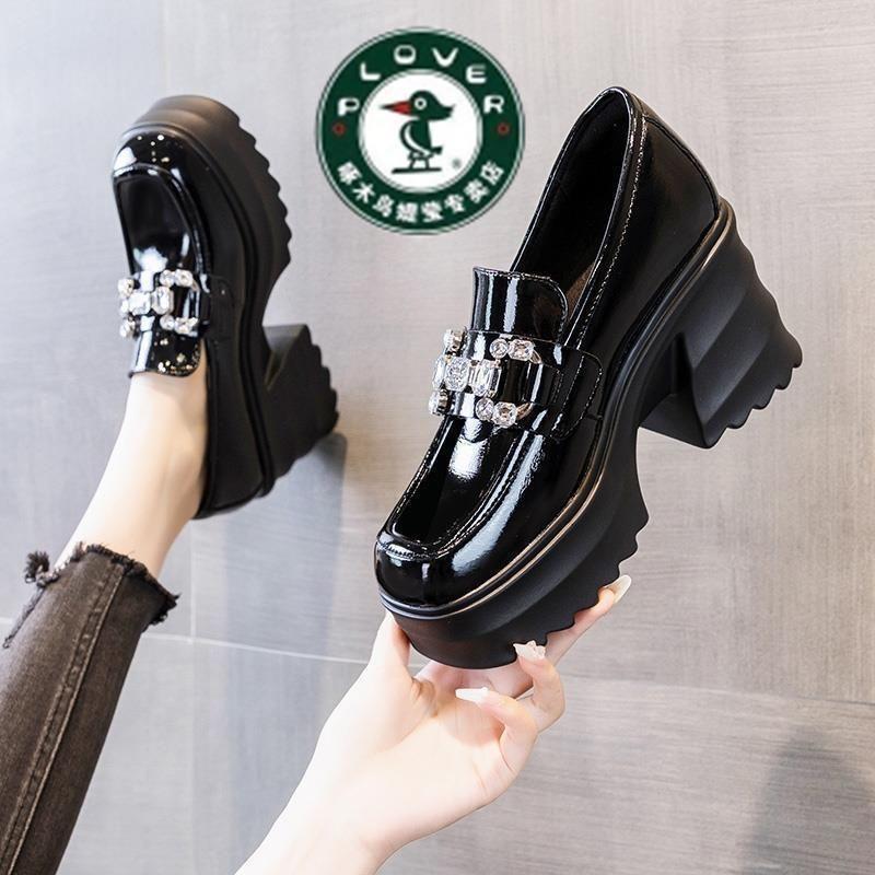 Giày Cao Gót Da, Plover, Dành Cho Nữ, Đế Dày, Nhẹ, Phong Cách Anh Quốc Cổ Điển Giày Lười Đầu Vuông, Bộ Sưu Tập Mùa Thu Mới, 2024 2