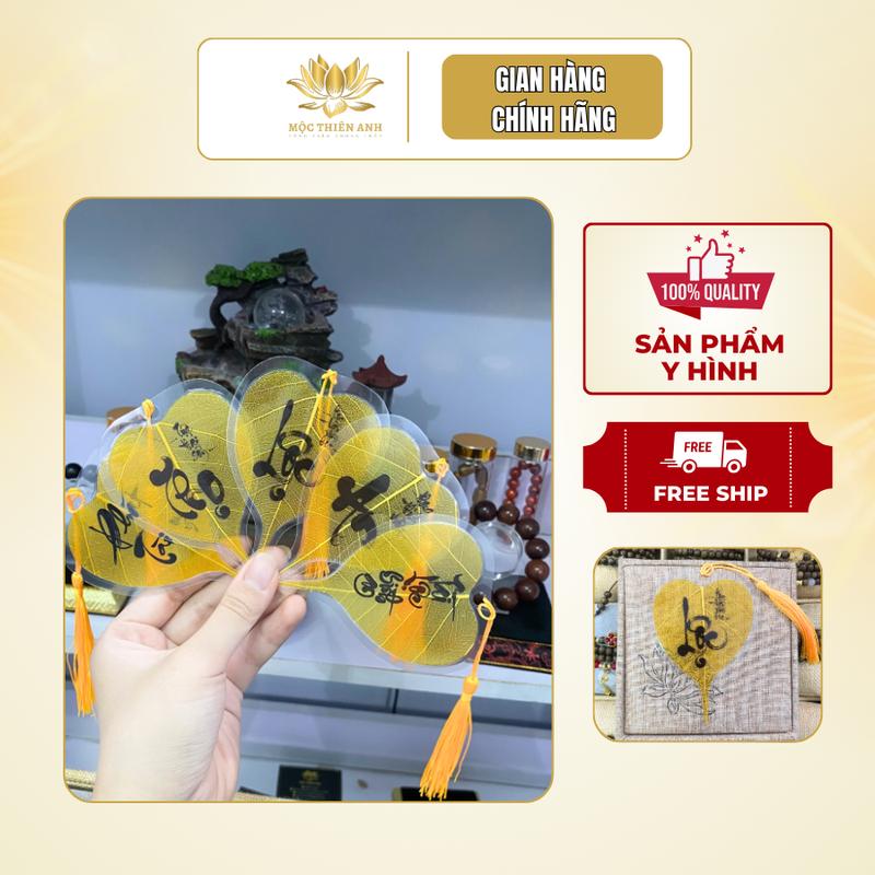 Lá Bồ Đề Chữ Thư Pháp Để Trong Ví, Trong Ốp Điện Thoại, Trên Xe, Decor Trang Trí Tranh Đồng