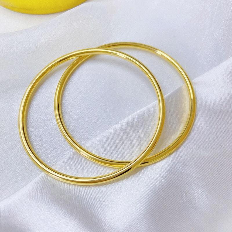 Vòng tay titan không gỉ thiết kế trơn bóng đơn giản thanh lịch dành cho nữ