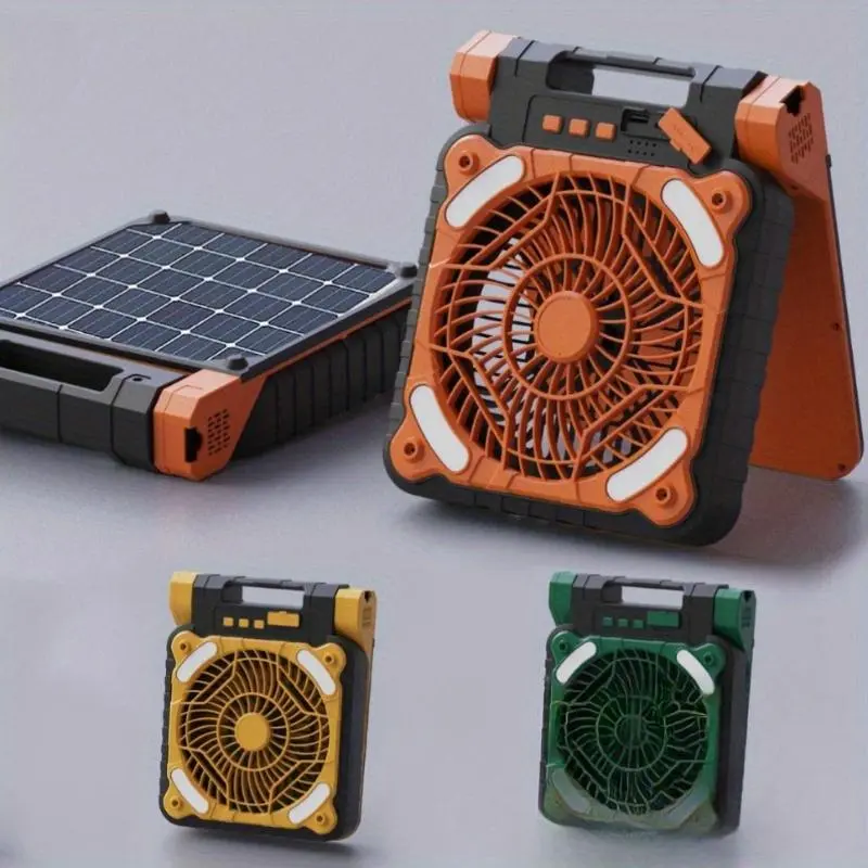 Portable Solar Fan, 1 Count USB Rechargeable Foldable Fan with Fan Light, Adjustable Outdoor Fan, Desktop Fan, Countertop Fan, Household Appliances