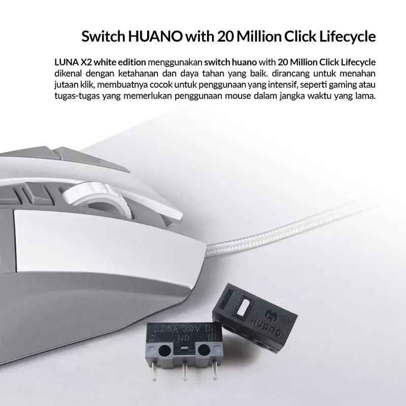 Mouse Gaming Digital Alliance Wired Ergonomic RGB Macro 10 Buttons Huano Switch Luna X2 1
