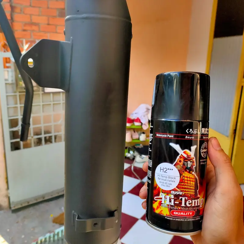 Sơn Xịt Samurai H2 Chịu Nhiệt Chống Cháy Màu Đen Mờ 300ml - Sơn Pô Xe Máy, Ô Tô 6