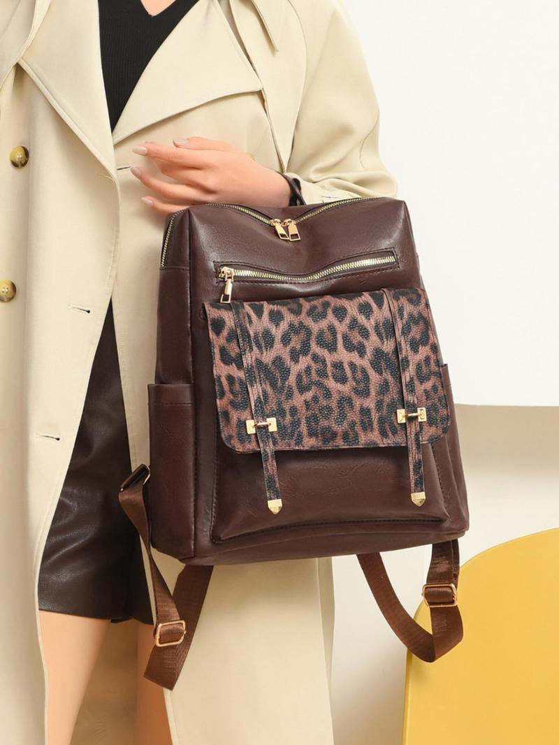 Product Introduction of Women's Fashion Leopard Print Backpack, Casual Large Capacity Backpack, Lightweight Versatile Travel Backpack for Women & Girls 7