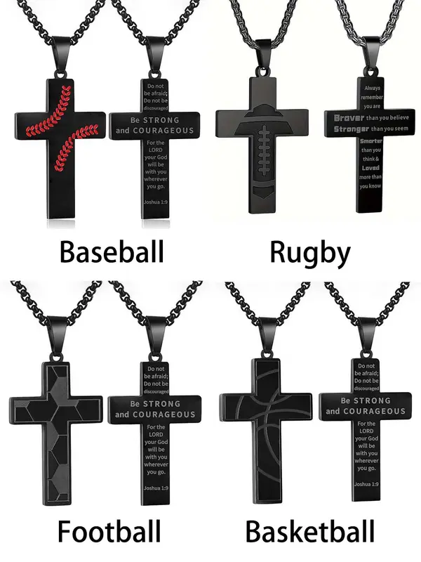 Fashion Letter & Cross Pendant Necklace for Men & Women, Stainless Steel Jewelry for Party, Daily Clothing Decor, Trendy All-match & Exquisite Jewelry for Birthday Gift 2