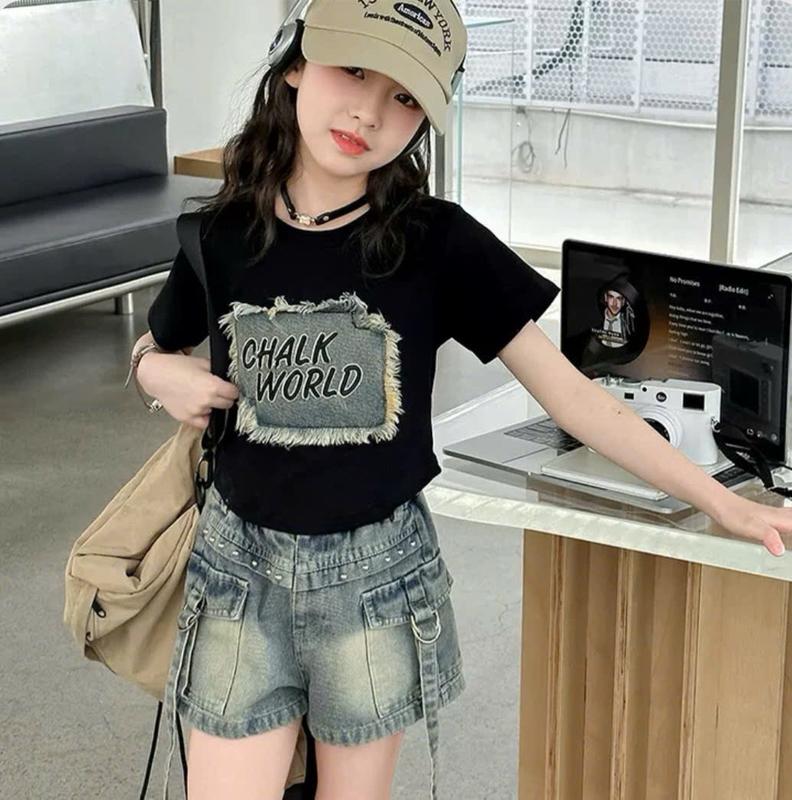  Sét jean short bé gái áo thun quần short jean HÀNG THIẾT KẾ đủ size mẹ và bé gái 12-56kg 