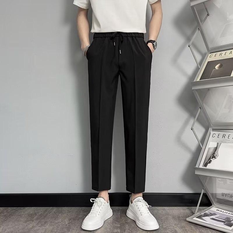 Quần Âu Nam Cạp Lưng Chun Form Đứng Chất Tuyết Hàn Quốc Đen Thấm Hút Mồ Hôi Phong Cách Trẻ Trung Dễ Mặc