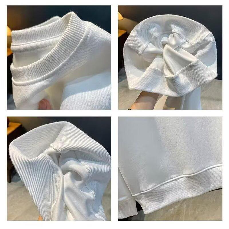 Áo Hoodie Dệt Cotton, Dành Cho Nam Giới, Dài Tay Áo, Cổ Tròn Ấm Áp, Thích Hợp Cho Mùa Thu Và Mùa Đông, Phong Cách Hàn Quốc, Thời Trang, Dáng Rộng Vừa Vặn, Có In Hình 6