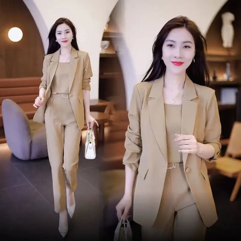 Bộ Đồ Nhỏ Thời Trang, Dành Cho Nữ, Bộ Ba Mảnh Mùa Thu, Phong Cách Phương Tây, Bộ Đồ Thanh Lịch Và Đi Chơi, Hàng Mới Về Năm 2024, Thích Hợp Cho Công Sở