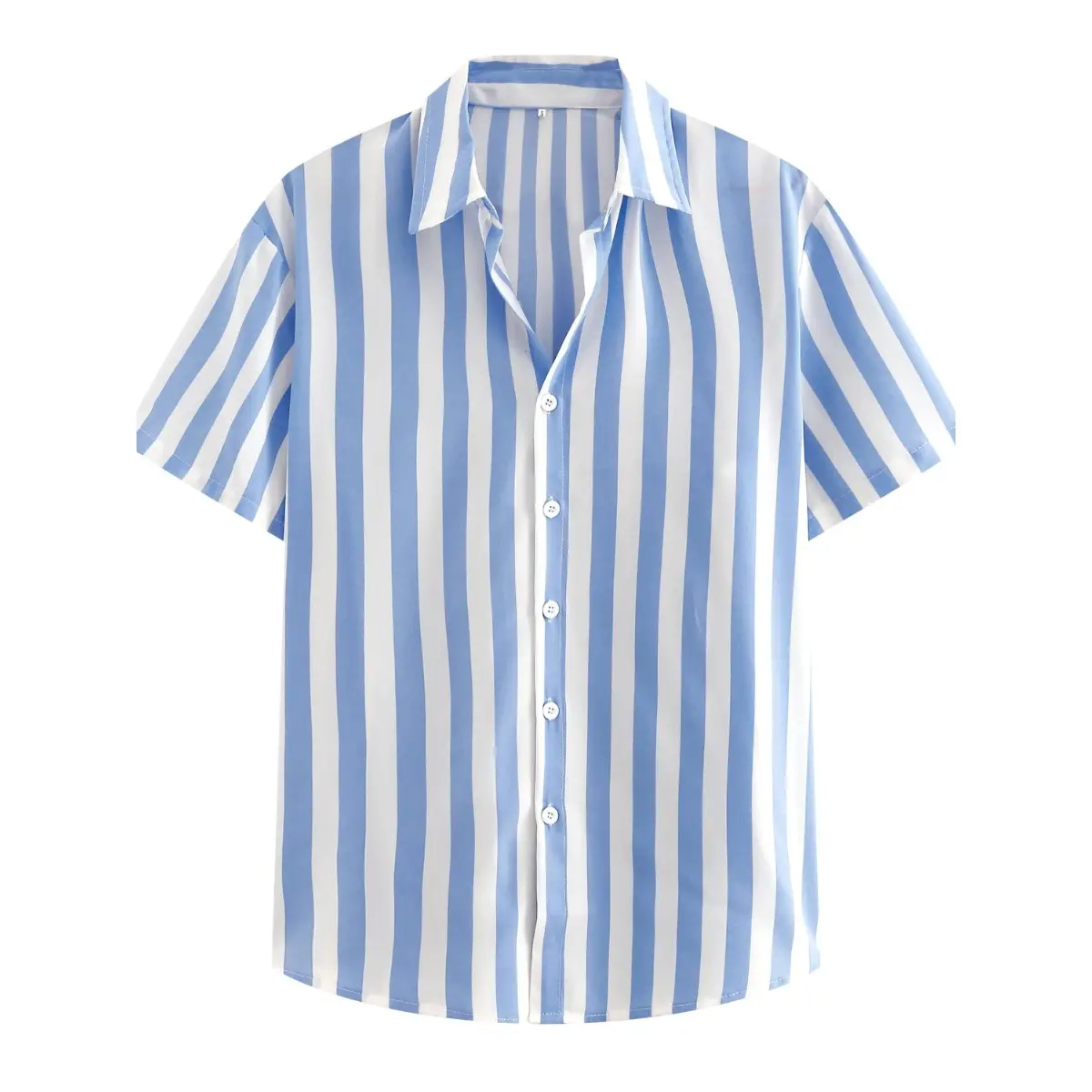 Áo Sơ Mi Nam ngắn Tay Thường Ngày In Sọc Dọc, Áo Sơ Mi Nam Resort Mùa Hè Menswear Có Cổ