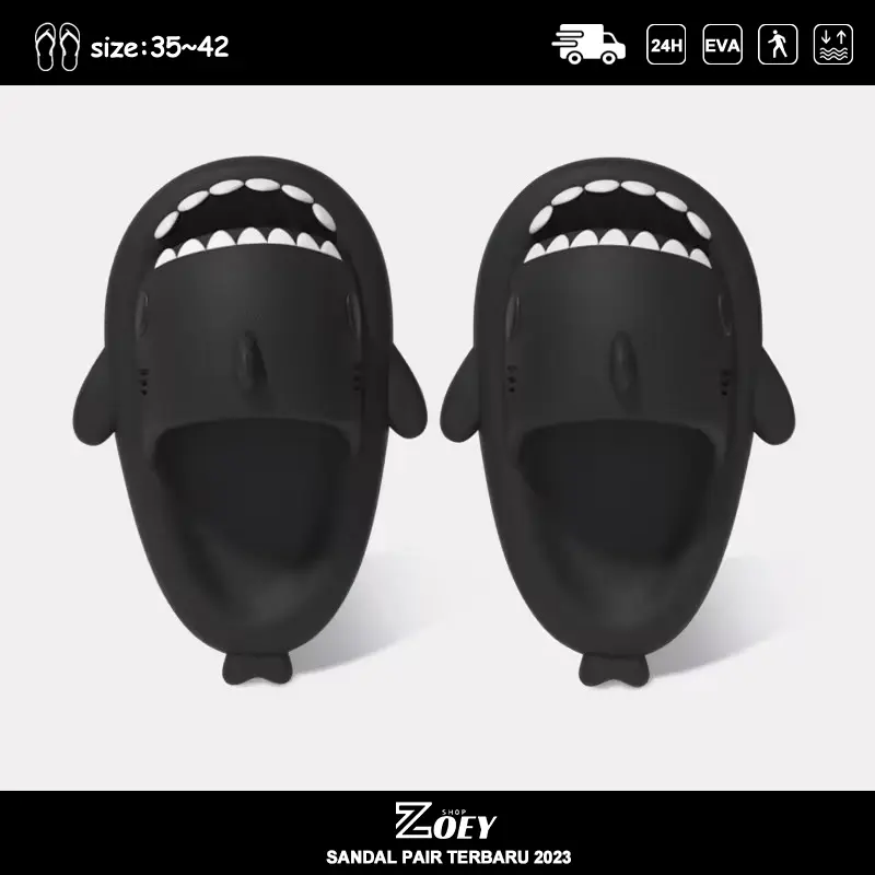 Sandal hiu pria dewasa 2024 paling awet Sendal slop pria karet terbaru murah Sendal selop wanita empuk kece slip on Rumah EVA indoor outdoor 5