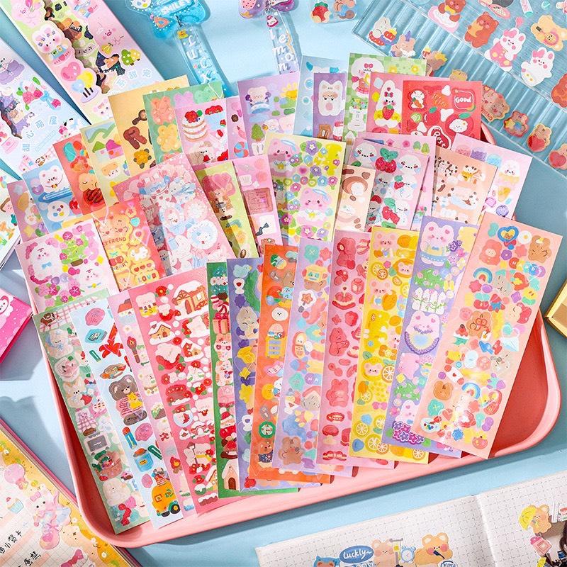 10 tờ Sticker trang trí phủ nhũ óng ánh 0