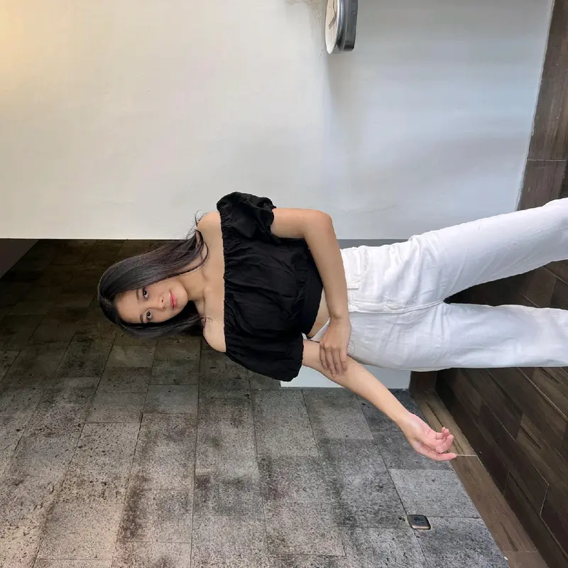 Haile Sabrina - Blouse Santai Atasan Baju Crop Karet Panjang Wanita Rib Nyaman Pendek 2