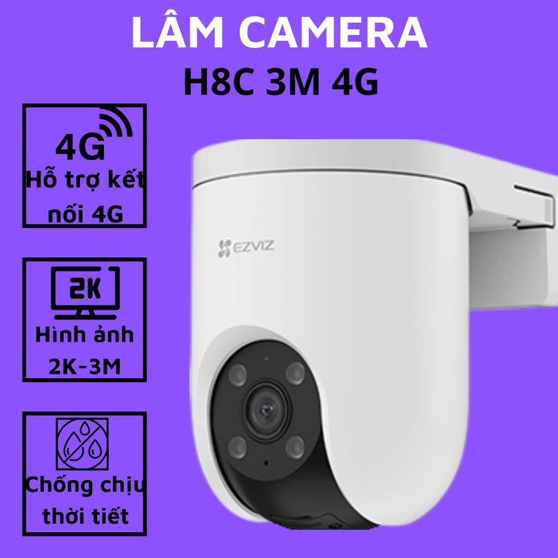  Camera ngoài trời EZVIZ H8C 4G độ phân giải 2K xoay 360 độ đàm thoại 2 chiều hình ảnh 2k có màu ban đêm chụp ảnh báo về máy  chống nước tại LÂM CAMERA 