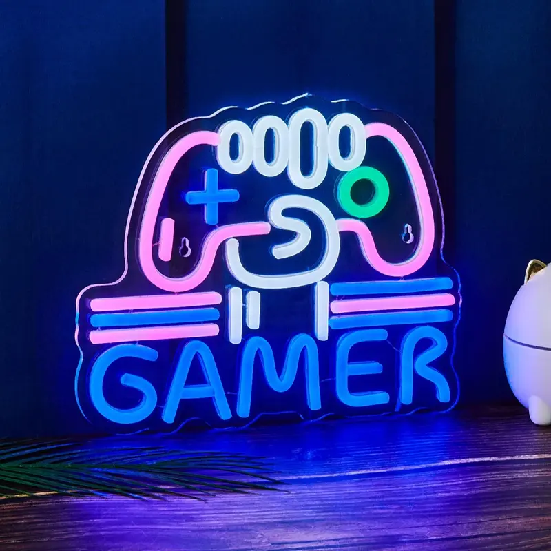 Game Controller Shaped Neon Sign, USB Powered Neon Light, Novelty Lighting for Gaming Room Game Zone Decoration, Home Decor 4