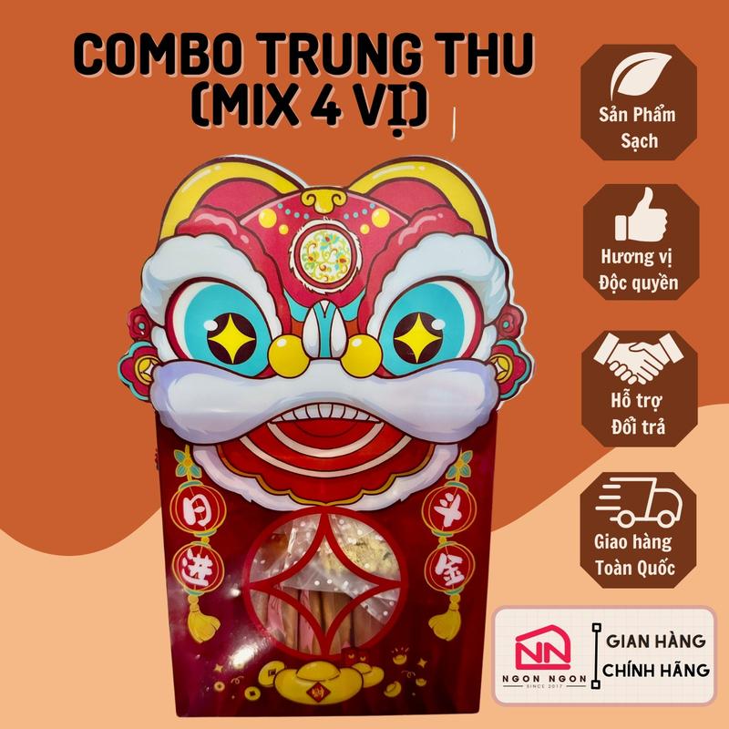[COMBO TRUNG THU MIX 4 VỊ BÁNH 300GR] Snow Trứng Muối (6 bánh) + Snow Phô Mai  (6 bánh)  +Hành Trứng Muối (5 bánh) + Hành Phô Mai (5 bánh), Đồ Ăn Vặt SNACK Food Thức Ăn Nuts Candy Cake