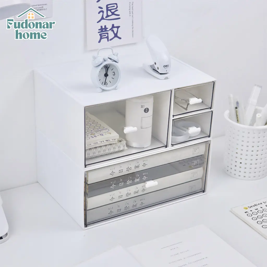 Fudonar กล่องลิ้นชัก แบบใหญ่ ตั้งโต๊ะ ลิ้นชักเก็บของ ลิ้นชักเครื่องเขียน ลิ้นชักบนโต๊ะ