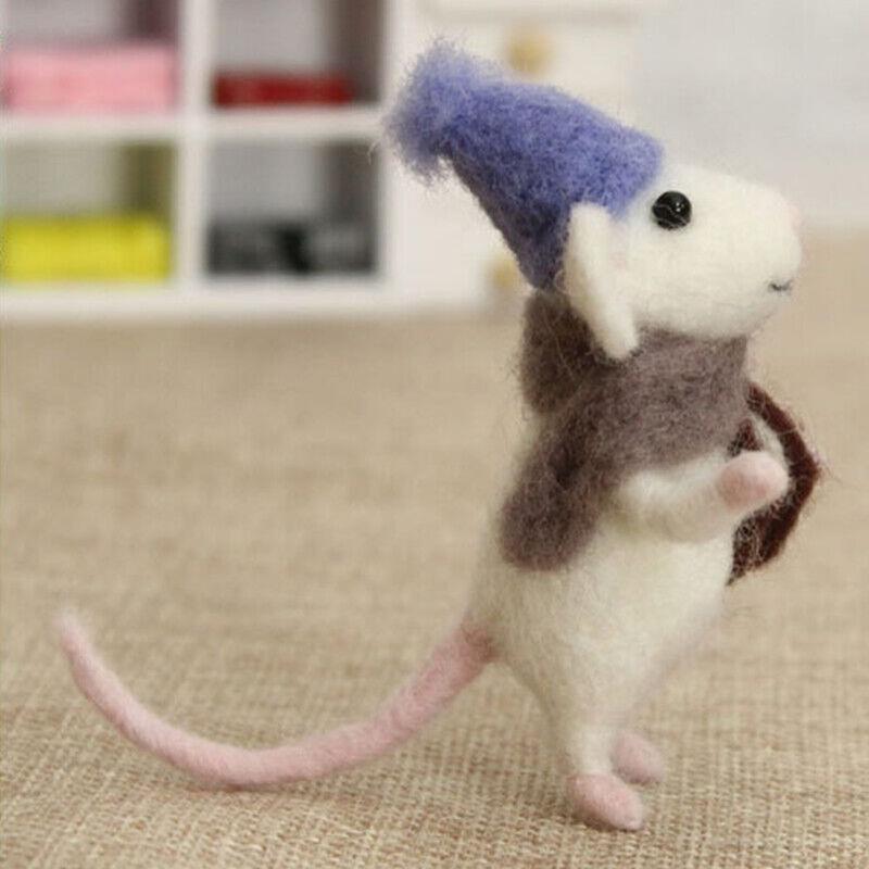 Product Introduction of DIY Poked Needle Kit Gift Material Bag Mouse Wool Felting Doll Mouse Ornament Felt Toy 10
