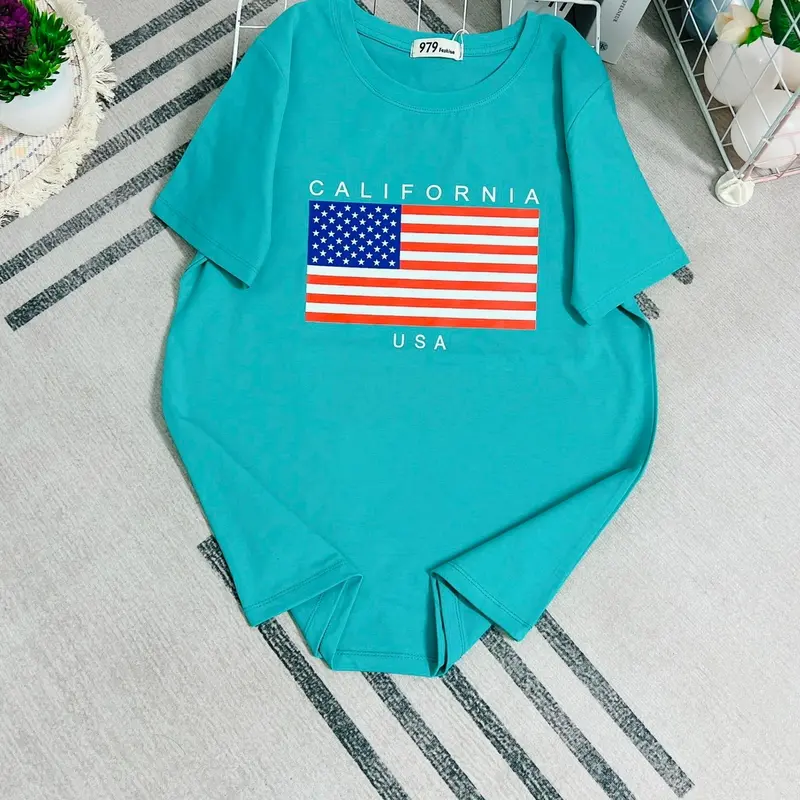 Mã 45-Áo thun thái form vừa 40-58kg Top Nữ Cotton Cổ Tròn Menswear Women 7