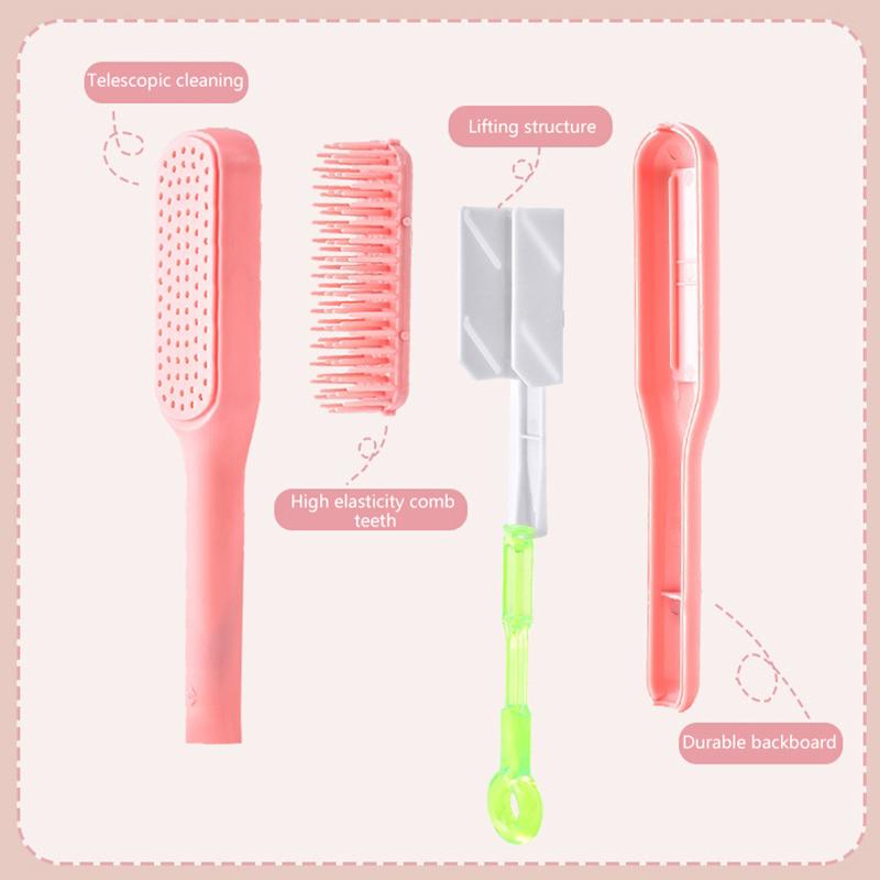 Product Introduction of Portable Telescopic Comb With Mirror Self Cleaning Hair Brush Massage Anti-static Hair Smoothing Comb Hairdressing Tools 21