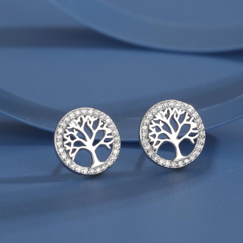 Graves Sterling Silver Lucky Tree Necklace Set Temperament Tree of Hope Elegant and Exquisite Women's Bracelet Earrings 3