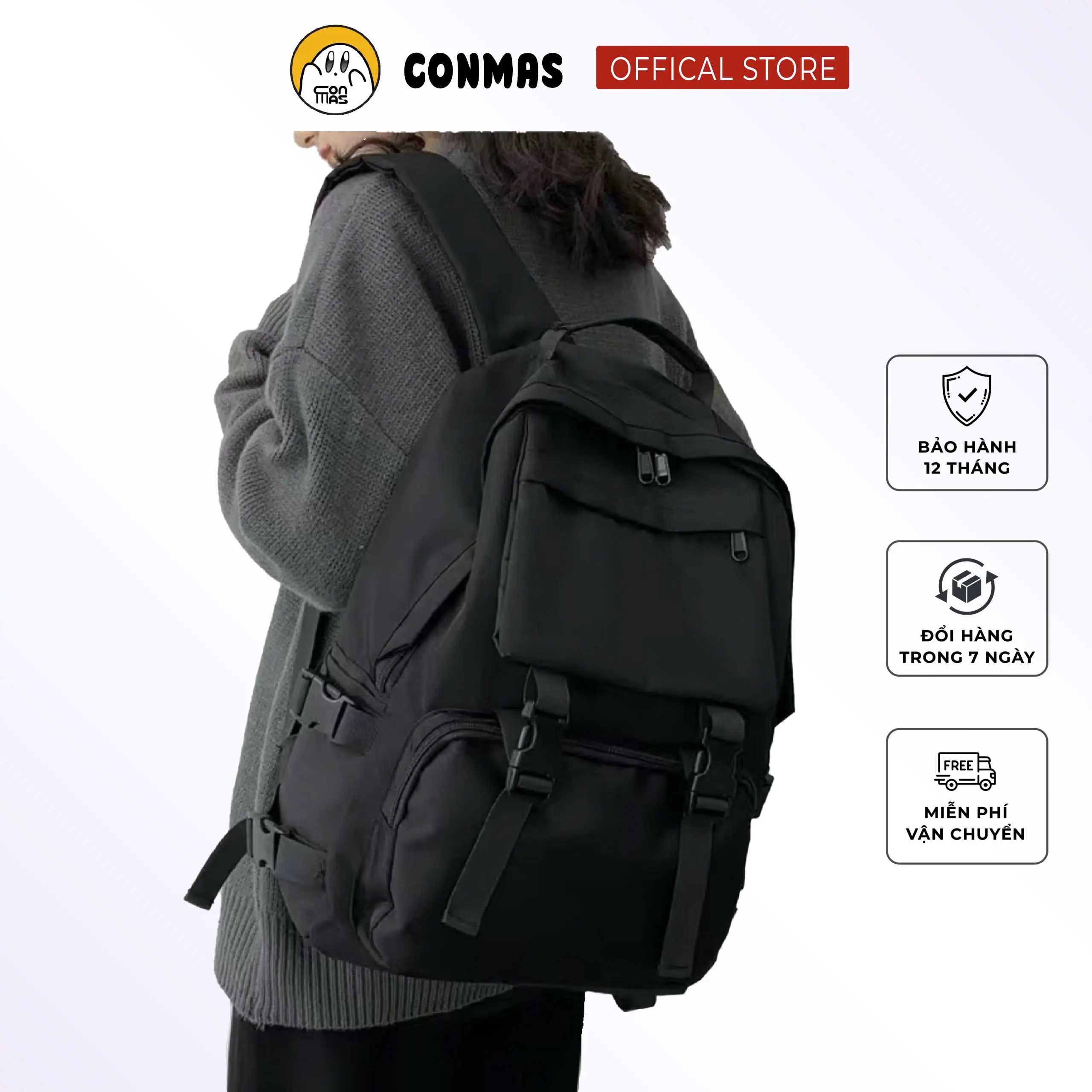 Balo CONMAS BRAND 2 khoá Backpack - Đựng vừa laptop 15.6inch - Backpack Đeo Vai