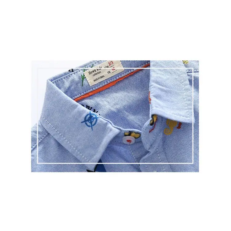 Baju Shirt Kemeja Fashion Anak Laki-Laki Lengan Panjang Warna Biru Dan Putih 4
