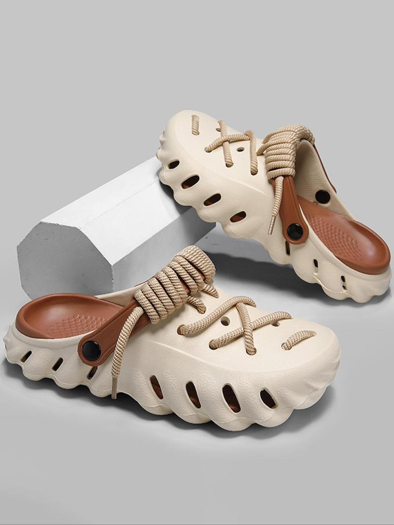 Product Introduction of Unisex's Minimalist Casual Lace Up Clogs Shoes, Trendy Soft Non-slip Comfortable Clogs, Fashionable Shoes for Indoor & Outdoor Wear 7