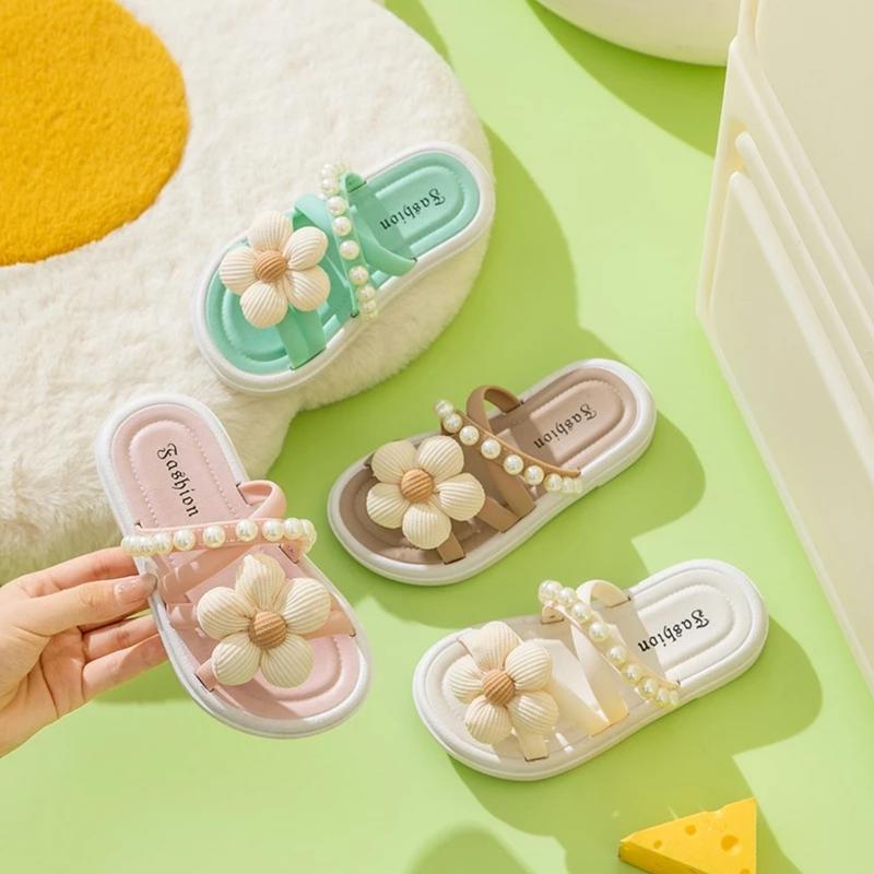  Dép Lê Bé Gái Quai Ngọc Họa Tiết Đính Hoa Xinh Xắn Cho Bé Từ 2 đến 9 Tuổi Mã DL189 