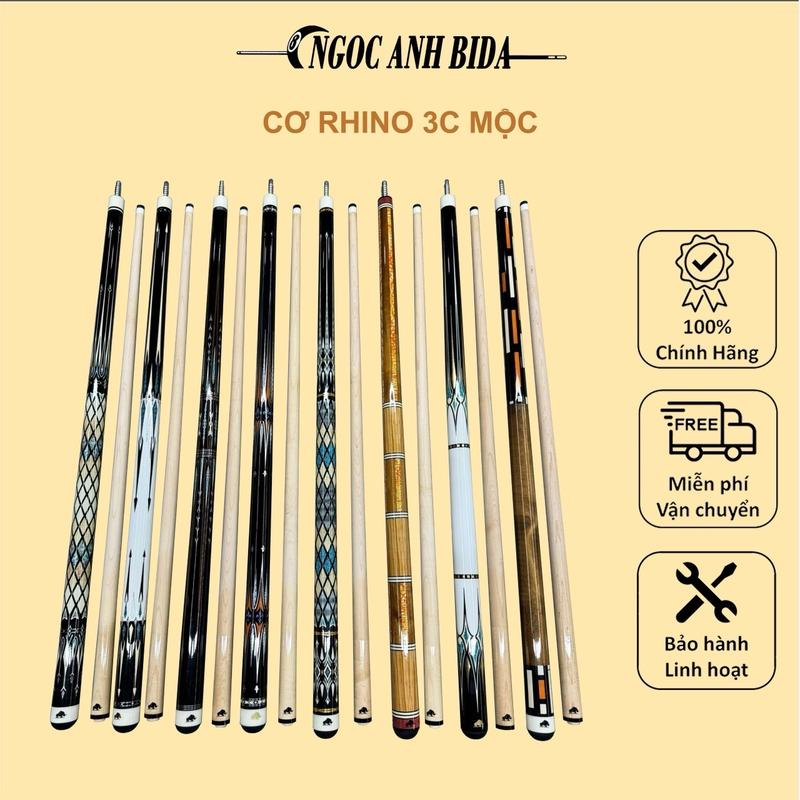  Cơ bida 3C Rhino ngọn mộc đầu 12m dài 71cm đầu rhino phíp xtc carbon 
